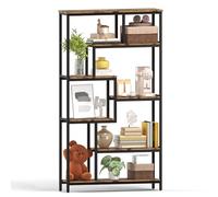 HOKEEPER Bibliothèque à 5 étages décalée - Étagère indépendante ouverte - Design industriel - 98 x 30 x 180 cm