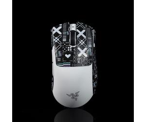 Hokeyio Bande antidrapante pour souris Razer Deathadder V3 Pro Professionnel Antidrapant Rsistant la Sueur Printsteam Noir Blanc 0,5 mm