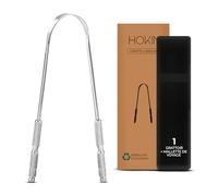 HOKIN Gratte langue pour adultes Gratte-langue acier inoxydable mauvaise haleine traitement 100% Métal Tongue Scraper Cleaner pour hommes et femmes Brosse langue nettoyeur d'hygiène buccale (1 pièces)