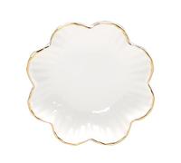 HOKMOKQOK Plat de service en porcelaine, plateau à fleurs en céramique avec bord métallique, bols de service pour mariage, fête, parfait pour les petites céréales, les pâtes, la salade, les bonbons et
