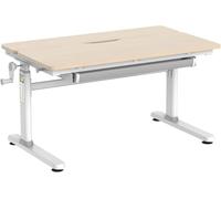 HOKO Bureau pour enfant - Hauteur réglable - 54 à 76 cm - Plateau de table inclinable avec tiroirs - 100 x 60 cm - Aspect bois - Charge maximale : 100 kg - À partir de 6 ans - Blanc Luca