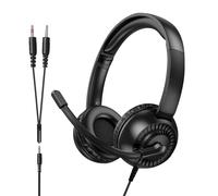 Hoko Casque Audio Filaire Jack 3.5mm avec Microphone Anti-bruit Orientable Noir
