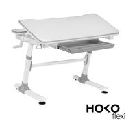 HOKO® Ergo-Study-Table COMPAKT. Bureau pour enfants à hauteur réglable manuellement avec plateau réglable, blanc. Assise ergonomique pour les enfants. JOJO