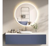 HOKO® LED Miroir Anti-Buée Rond 80cm avec Cadre en Métal Blanc. Interrupteur Tactile+Mémoire+LED Économique, Variation de Lumière 2700-6500K Chaud-Froid-Neutre