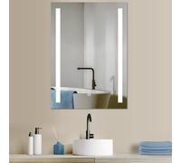 HOKO® LED Miroir de Salle de Bain Design 60x80 cm, Fonction mémoire, capteur Tactile, Interrupteur Mural, 3 LED en alternance - Blanc Chaud - Blanc Froid - Neutre