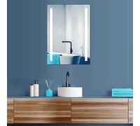 HOKO® Miroir 80 x 60cm de Salle de Bain à LED,avec Horloge numérique, lumière Blanche Froide, éclairage LED, capteur Tactile, économie d'énergie efficacité énergétique 026