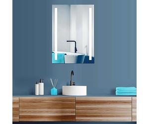 HOKO® Miroir 80 x 60cm de Salle de Bain à LED,avec Horloge numérique, lumière Blanche Froide, éclairage LED, capteur Tactile, économie d'énergie efficacité énergétique 026
