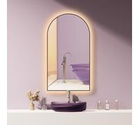 HOKO® Miroir arqué LED Anti-buée 50x90/90x50cm (Vertical/Horizontal) avec Cadre Noir. Miroir pour Salle de Bain avec Interrupteur Tactile et Variation de lumière de 2700-6500k Chaud-Froid-Neutre