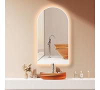 HOKO® Miroir arqué LED Anti-buée 60x100/100x60cm(Vertical/Horizontal) avec Cadre Blanc. Miroir pour Salle de Bain+Interrupteur Tactile+Changement de Couleur de lumière 2700-6500K Chaud/Froid/Neutre
