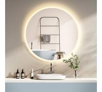 HOKO Miroir de salle de bain LED anti-buée rond 60cm+LED alternance blanc chaud/blanc froid/neutre 2700-6500K. Lumière avec interrupteur tactile/interrupteur mural). Ulm