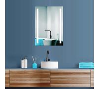 HOKO Miroir de salle de bain LED antibuée Miroir mural 50x70+horloge+blanc chaud-blanc neutre 2700-6500 K. avec interrupteur tactile/interrupteur mural enclenchable. Hanovre