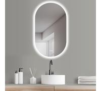 HOKO Miroir de salle de bain LED antibuée Miroir mural ovale 50x90 cm+LED alternance blanc chaud/blanc froid/neutre. Lumière allumable par interrupteur tactile/mural.Messina