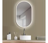 HOKO® Miroir de Salle de Bain Ovale LED 50x90cm/90x50cm. Protection Anti-Buée+Éclairage LED Économique+Capteur Tactile+Changement Multicolore de Lumière de 2700 à 6500 K, de Chaud à Froid Neutre