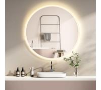 HOKO® Miroir de Salle de Bain Rond 80cm Anti-buée avec Horloge+Fonction mémoire+LED économe en énergie+Capteur Tactile+Changement de Couleur de lumière (Blanc Chaud/Froid/Neutre) 2700-6500K