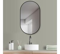 HOKO Miroir déco Design Moderne Miroir mural ovale 60 x 100 cm avec cadre. Montage HAUT et PERPENDANT. Miroir de courtoisie, miroir de maquillage, pour salle de bain, couloir