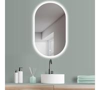 HOKO® Miroir LED Design ovale 45x75/75x45cm Montage Vertical+Horizontal. Miroir de salle de bain/miroir de maquillage avec interrupteur tactile et lumière LED réglable en chaud-froid-neutre 2700-6500k