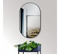 HOKO Miroir mural ovale avec cadre métallique 45x75 cm Design moderne pour salle de bain & couloir,Miroir de salle de bain décoratif