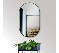 HOKO® Miroir Mural Design Ovale 50x90 cm avec Cadre en métal Noir Mat