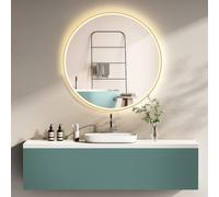 HOKO® Miroir Mural Design Rond 80 cm avec Cadre en métal Noir Mat Montage Haut et Paysage Possible Miroir Rond pour Salle de Bain, Couloir, Chambre à Coucher Miroir Design avec Cadre