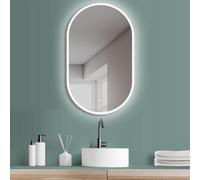 HOKO Miroir ovale LED avec cadre métallique 45x75 cm Blanc chaud & blanc froid Salle de bain & entrée Détecteur tactile & fonction mémoire