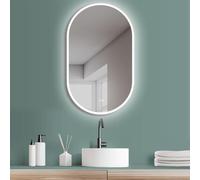 HOKO Miroir ovale LED avec cadre métallique 60x100 cm Anti-buée Blanc chaud & Blanc froid Salle de bain & hall Capteur tactile & fonction mémoire