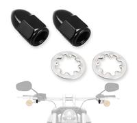 HOKUOTOLITE 5/16 in-24 Ecrou Borgne Kit & Rondelles Frein Support de Guidon Rétroviseur pour Harley CVO Dyna Electra Glide Road Glide Road King Softail Street Glide Sportster 1200 883, Noir