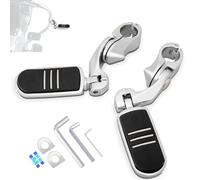 HOKUOTOLITE Repose-pieds réglables 32 mm avec kit de montage court coudé, universel pour Harley, Honda, Kawasaki, Suzuki, Yamaha, Indian, Victory avec protection moteur / barre de protection moteur de