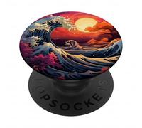 Hokusai La Grande Vague de Kanagawa Nippon Japon Manga Tokyo PopSockets PopGrip Adhésif