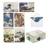 Hokusai Lot de 36 cartes de vœux avec enveloppes 6 motifs