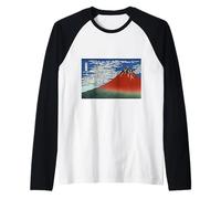 Hokusai Red Fuji Art Japonais Vent du Sud Clair Matin Manche Raglan