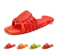 Hokuto Pantoufles Homard, Tongs Homard, Tongs Scandals-Slides, Chaussures d'animal 3D amusantes pour femme, rouge, 42/43 EU