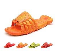 Hokuto Pantoufles Homard, Tongs Homard, Tongs Scandals-Slides, Chaussures d'animal 3D amusantes pour femme, Orange, 38/39 EU