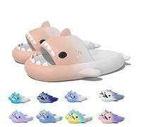 Hokuto Shark Slides Kids, Slides Lightweight Slides Kids House Slippers Indoor & Outdoor Beach Slippers, Pinck White, 35/36 EU