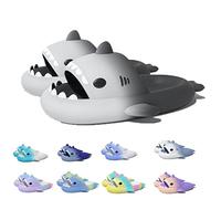 Hokuto Shark Slides Kids, Slides Slides Slides Lightweight Sole Slides Kids House Slippers Indoor & Outdoor Beach Slippers, white black, 35/36 EU
