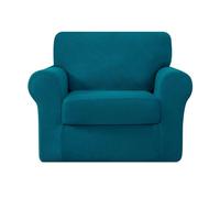 Hokway Housse de canapé Extensible avec Housse de Coussin d'assise et de Dossier - 3 pièces - Housse de canapé (1 Place, Bleu pétrole)