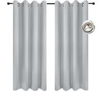 HOKXUAN Rideau Occultant Thermique Isolant 55 x 85 cm Thermique Isolant Anti Chaleur Anti UV Rideau Occultant Thermiques Design à Oeillets pour Salon et Chambre, Blanc