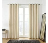 HOKXUAN Rideau Occultant Thermiques 200 x 135 cm Économie D'Énergie à Oeillets Bruit Lumière Opaques Polyester Doux et Esthétiques Rideau Salon pour Salon, Beige