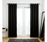 HOKXUAN Rideau Occultant Thermiques 65 x 185 cm Thermique Isolant Anti Froid et Chaleur Isolation Lumiere UV Œillets Métal Phonique Rideaux Occultants pour Chambre, Noir