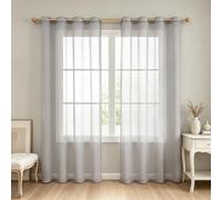 HOKXUAN Rideaux Voilages à Oeillets 240 x 240 cm Filtrage de Lumière Élégant Romantique Décoration de Maison Separation Voilage à Oeillet Rideau pour Salon, Gris