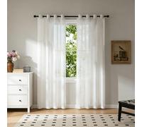 HOKXUAN Rideaux Voilages à Oeillets 240 x 240 cm Filtrage de Lumière Élégant Romantique Décoration de Maison Separation Voilage Rideau pour Chambre, Blanc