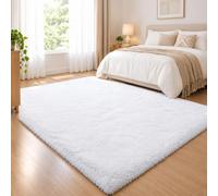 HOKXUAN Tapis Chambre Poil Long Shaggy Texture Moelleuse 80x140cm Blanc | Descente De Lit Dessous Antidérapant Élégant Et Design Douillet Pour Salon Chambre