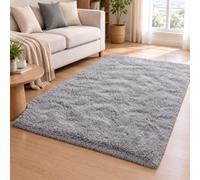 HOKXUAN Tapis Salon Dessous Antidérapant à Poils Longs 90x120cm Gris Clair | Tapis Lavable Ne Perd Pas Ses Poils Extra Large Robuste Uni Pour Cuisine Chambre D'Enfant