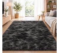 HOKXUAN Tapis Salon Poil Long Shaggy Texture Moelleuse 200x280cm Noir Gris | Carpette Moelleuse Dessous Antidérapant Élégant Et Design Douillet Pour Salon Chambre