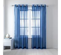 HOKXUAN Voilage à Oeillet Rideaux 150 x 185 cm Filtre La Lumière du Soleil, Protège L'Intimité, Transparent Lumineux Filtrer Rideaux Semi Transparent Fenetre pour Salon, Balcon, Bleu