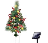 HOKZYHOUSE Petit sapin de Noël solaire à LED - Décoration d'extérieur étanche - Petit sapin de Noël à énergie solaire avec LED super lumineuses constantes et clignotantes pour allée, cour, terrasse,