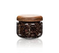 HolaJia Boîtes de conservation alimentaire en verre avec couvercles en bois - Petits bocaux à café - Organisation garde-manger pour l'avoine, les céréales, le riz, les bonbons (300 ml)