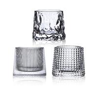 HolaJia Verre à whisky en cristal à fond plat - Premium 5OZ, Tumbler, 3 verres à whisky pour boire du bourbon, scotch, cocktails, cognac, rhum