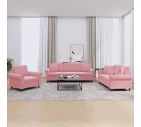 Holamys 3 Pièces Ensemble de Canapé en Velours Rose avec Coussin Cadre en Métal pour Salon Résistant 92-212 cm de Largeur, Expérience Assise Confortable Design Moderne