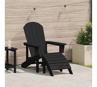 Holamys Adirondack Chaise avec coussin, noir, 74 x 82 x 92 cm, en plastique HDPE, résistante aux intempéries, pour jardin, balcon, terrasse