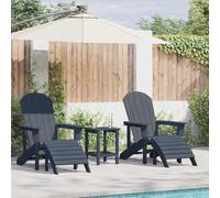 Holamys Adirondack Lot de 2 meubles de jardin en plastique bleu marine 74 x 82 x 90 cm avec repose-pieds - Résistant aux intempéries - Pour terrasse, balcon